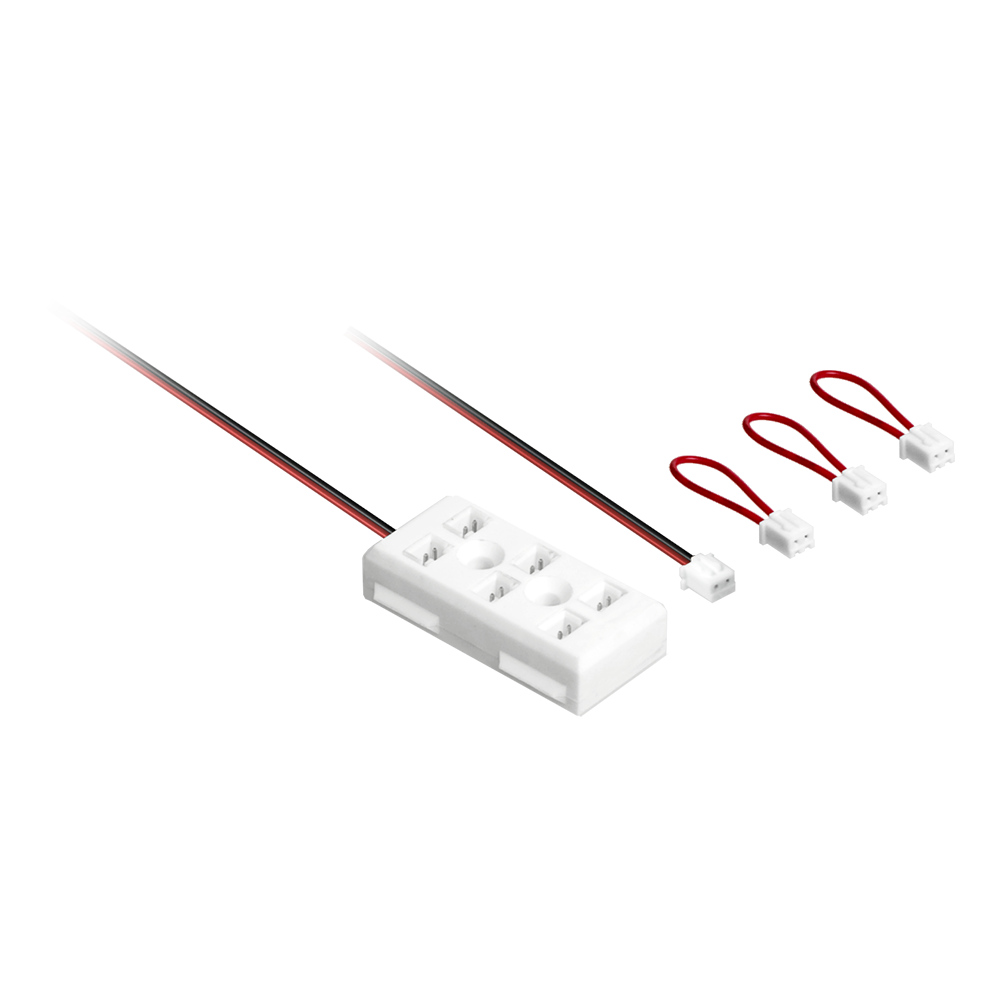 3.01.0083 Miniplug serie verdeler 6-voudig 3x brug+ 2m kabel met miniplug